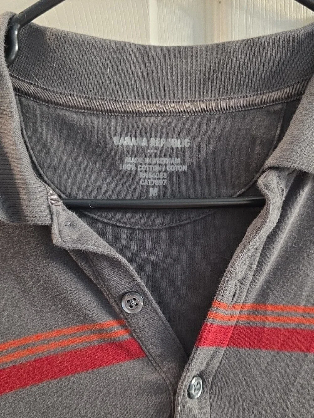 Banana Republic Gray Polo with Red Chest Stripe